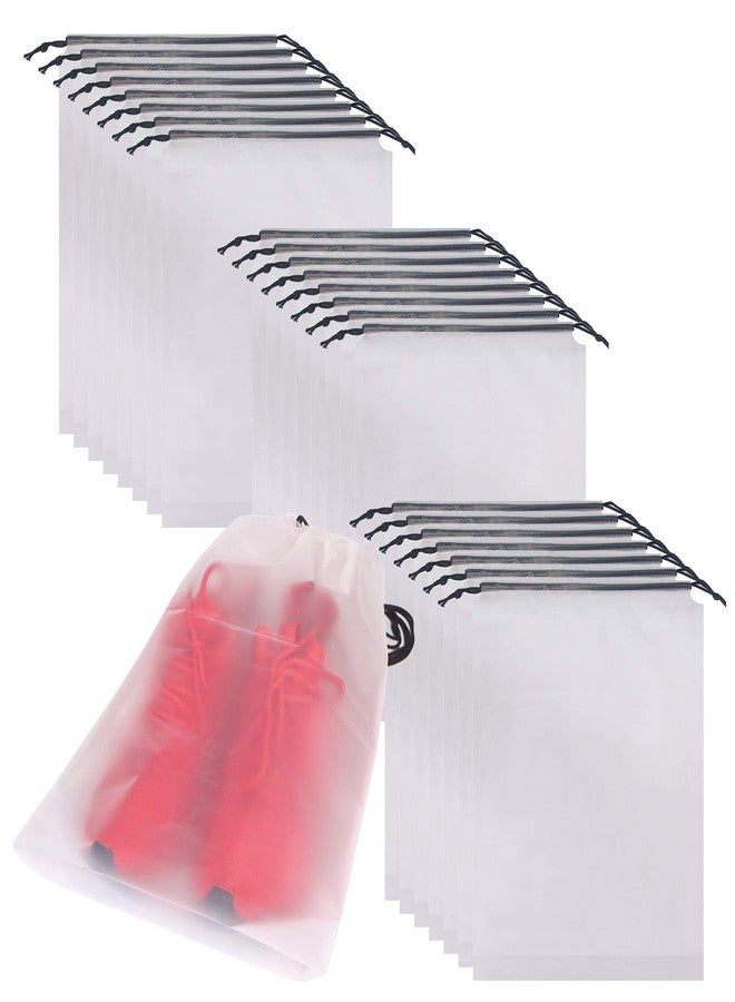 TENABORT Set of 24 Portable Translucent Shoe Bags for Travel Large Clear Shoes Pouch Storage Organizer with Drawstring for Men and Women - Image 1